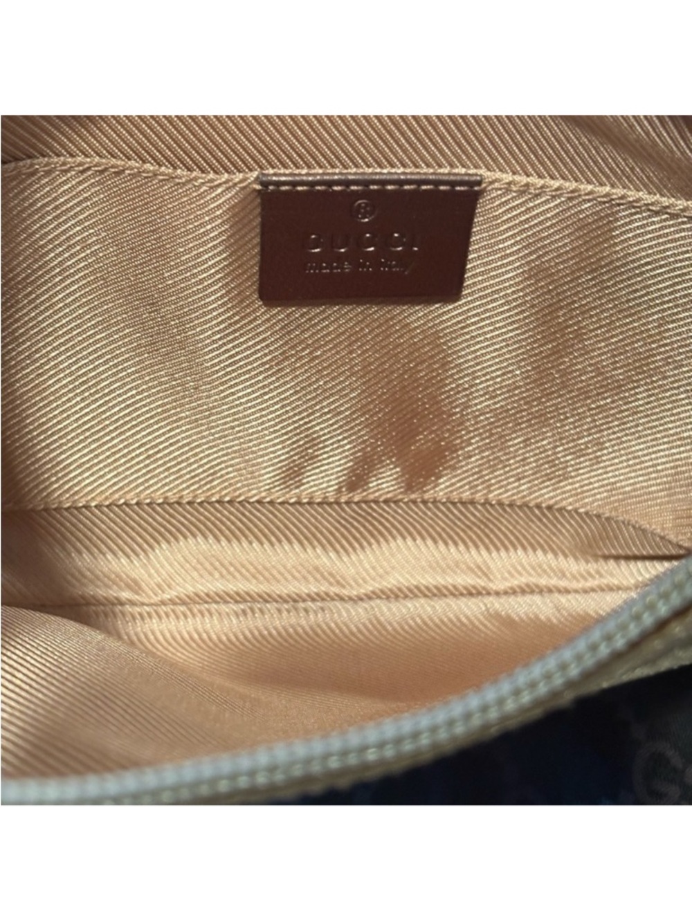 Authentic Gucci Metallic Gold Monogram Half Moon Handbag - Picture 5 of 14